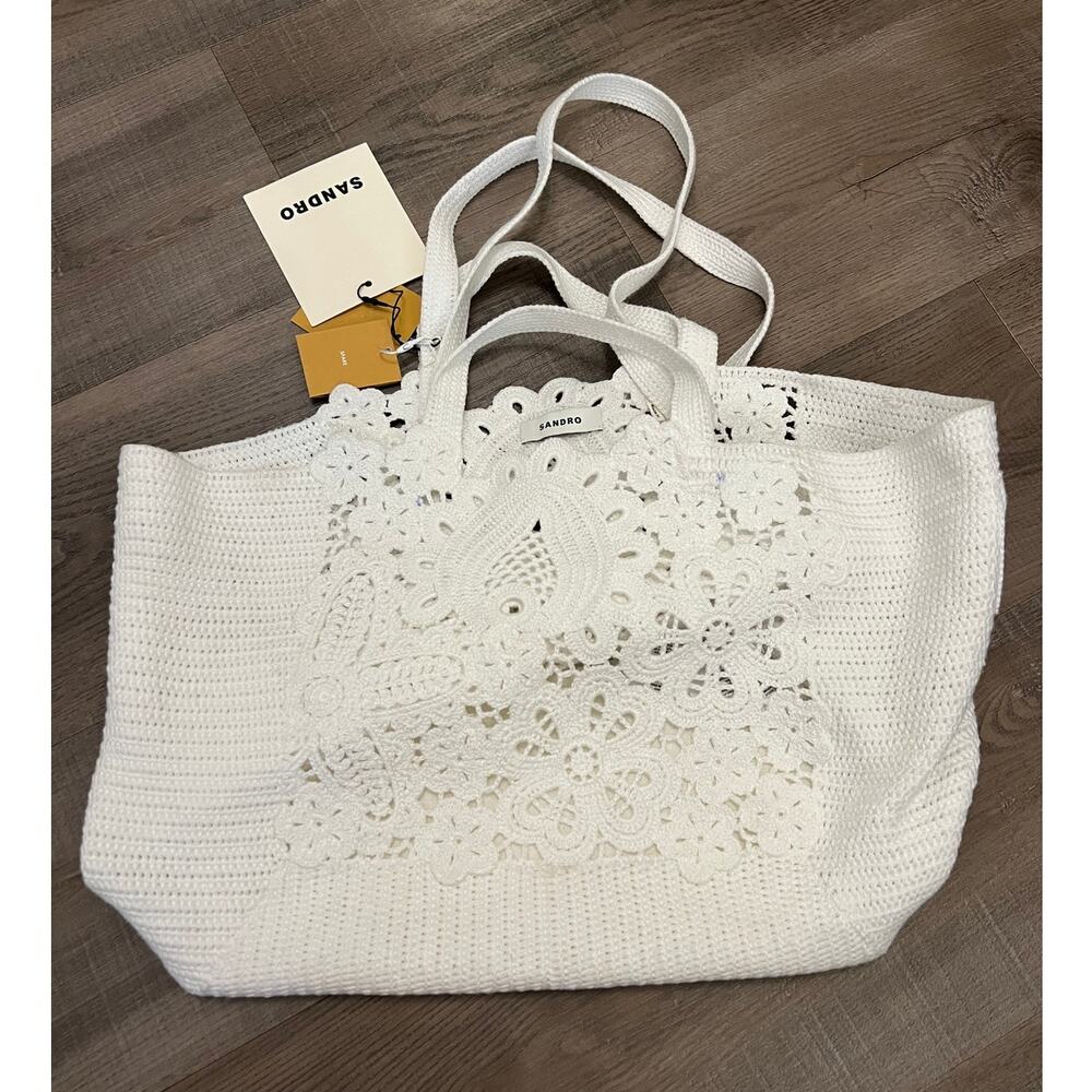 NWT Sandro White Crochet Tote / Shoulder Bag